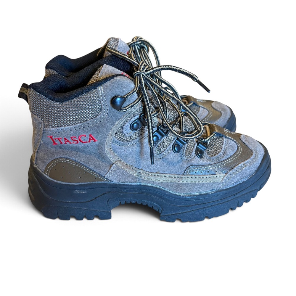 Itasca Women's Grey Suede Mesh Hiking Boots Size 6.5 Trail Lug Sole Mid Top